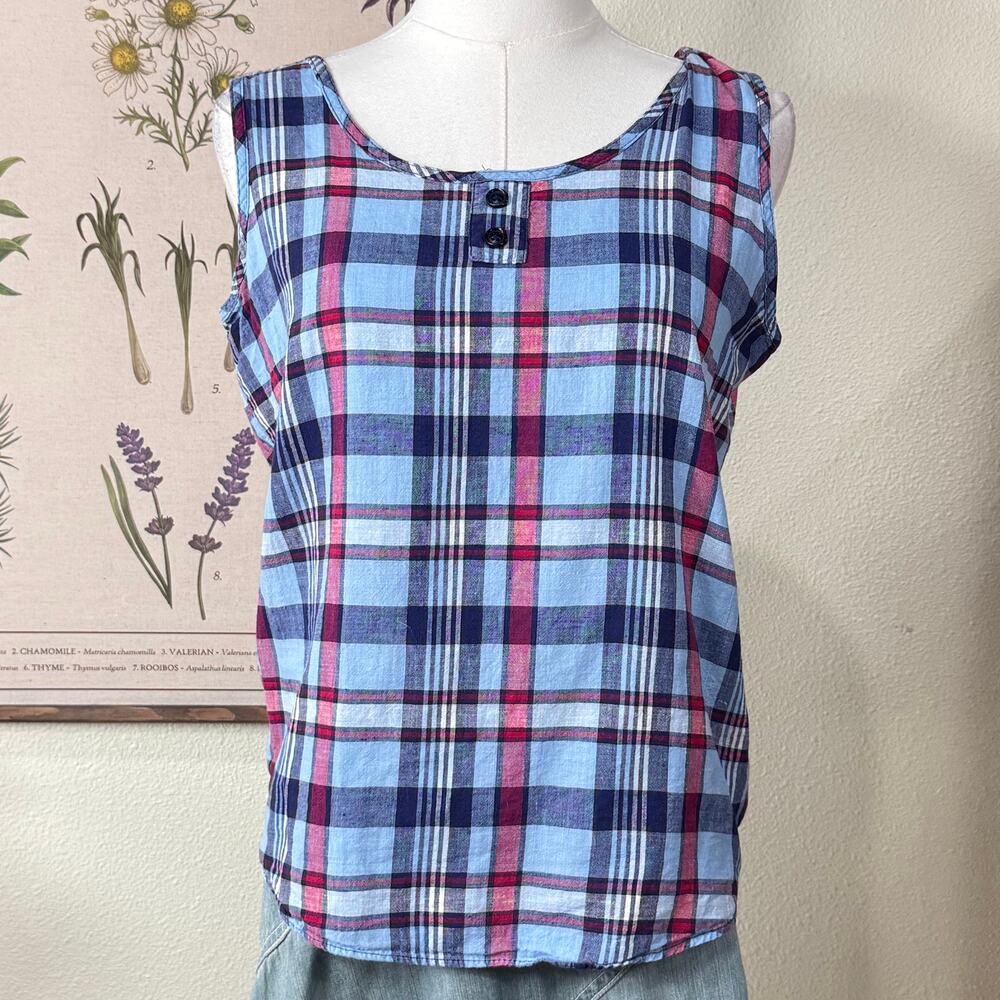 Vintage 90s Plaid Sleeveless Top Americana Cottage Prairie Farmers Daughter S